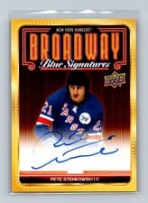 2025-26 Upper Deck New York Rangers Centennial Broadway Blue Signatures Pete Stemkowski #BBS-PS card