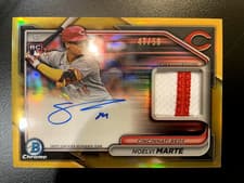 2024 Bowman Chrome Autograph Relics Chrome Refractor Noelvi Marte #BCAR-NM card