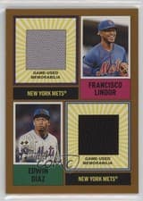 2025 Topps Heritage Dual Player MLB Collection Relics Edwin Diaz / Francisco Lindor #DPMCR-LD card