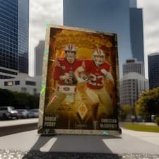 Brock Purdy / Christian McCaffrey 2024 Panini Phoenix Treasured Tandems card
