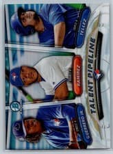 Rowdy Tellez, Vladimir Guerrero Jr., Harold Ramirez 2018 Bowman Talent Pipeline Chrome card