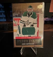 Jake Oettinger 2021 Upper Deck Debut Dates card