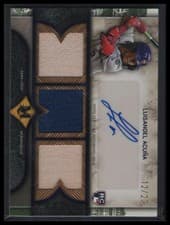 2025 Topps Museum Collection Single Player Signature Swatches Triple Relic Autographs Luisangel Acuña #SPTRA-LA card