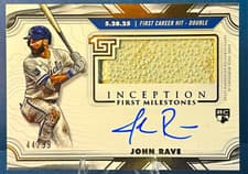 2025 Topps Inception MLB First Milestone Autograph Relics John Rave #FMAR-JR card
