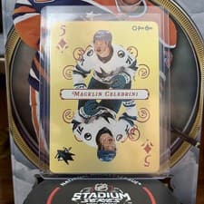 2025-26 O-Pee-Chee Playing Cards Macklin Celebrini #5-DIAMONDS card