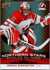 2025-26 Tim Hortons Team Canada Olympic Hockey Northern Stars Jordan Binnington #NS-2 card