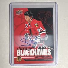 2025-26 Upper Deck Chicago Blackhawks Centennial Red Hot Autos Steve Larmer #10 card