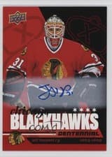 2025-26 Upper Deck Chicago Blackhawks Centennial Red Hot Autos Jeff Hackett #49 card