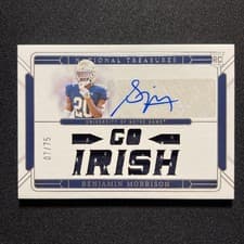 Benjamin Morrison 2025 Panini National Treasures Collegiate Team Slogan Signature Die Cut card