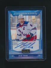 2024-25 O-Pee-Chee Platinum Blue Rainbow Autographs Jacob Trouba #BA-JT card