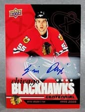 2025-26 Upper Deck Chicago Blackhawks Centennial Red Hot Autos Eric Daze #60 card