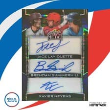 2025 Leaf Metal Triple Autograph Jace LaViolette / Brendan Summerhill / Xavier Neyens #TA-15 card