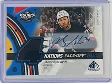 2025-26 SP Game Used 2025 4 Nations Face-Off Fabrics Jaccob Slavin #4N-JS card
