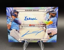 2024 Bowman's Best Dual Autographs Xavier Isaac / Junior Caminero #DA-IC card