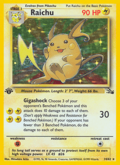 Raichu Fossil card