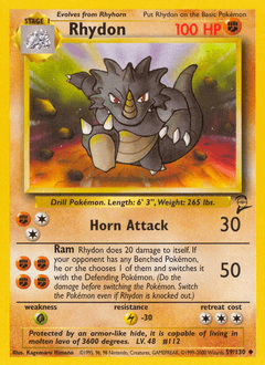 Rhydon Base Set 2 card