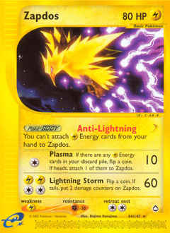 Zapdos Aquapolis card