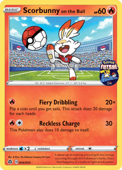 Scorbunny on the Ball Pokémon Futsal Collection card