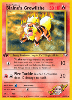 2000 Gym Heroes Blaine's Growlithe #35