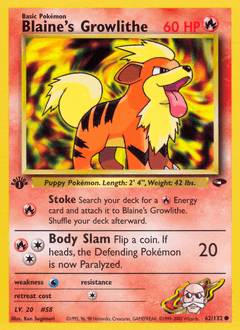 Blaine's Growlithe Gym Challenge card