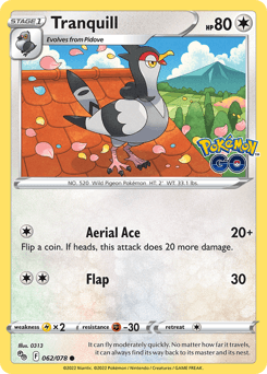 Tranquill Pokémon GO card