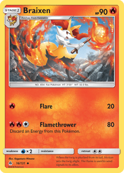 Braixen Forbidden Light card