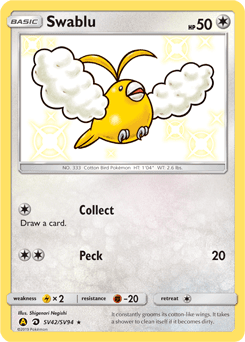 Swablu Hidden Fates Shiny Vault card