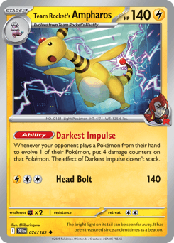 2025 Destined Rivals Team Rocket's Ampharos #74