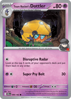 2025 Destined Rivals Team Rocket's Dottler #88