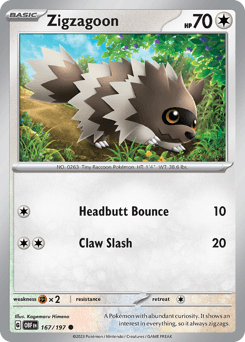Zigzagoon Obsidian Flames card