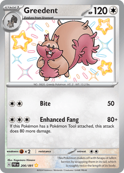 Greedent Paldean Fates card