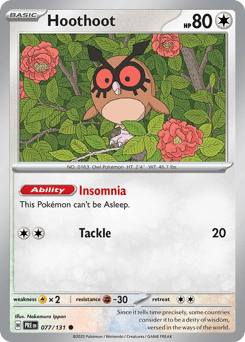 2025 Prismatic Evolutions Hoothoot #77