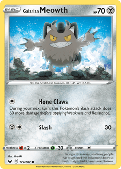 2020 Sword & Shield Galarian Meowth #127