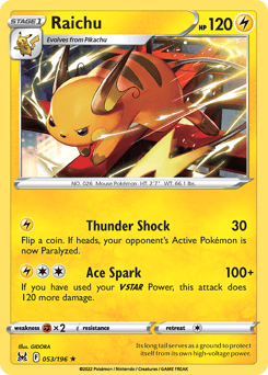 2022 Lost Origin Raichu #53