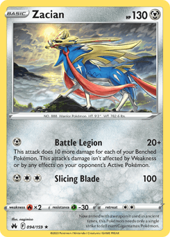 Zacian Crown Zenith card