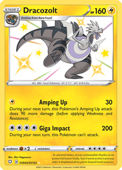 Dracozolt Shining Fates Shiny Vault card