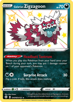 Galarian Zigzagoon Shining Fates Shiny Vault card