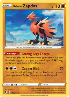 Galarian Zapdos Evolving Skies card