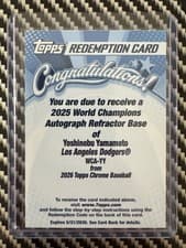 2025 Topps World Champion Autographs Yoshinobu Yamamoto #WCA-YY card