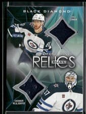 2024-25 Upper Deck Black Diamond Diamond Mine Dual Relics Kyle Connor/Connor Hellebuyck #DMDR-HC card