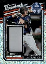 Jacob Wilson 2026 Panini Stars and Stripes Prizm USA Throwback Materials card
