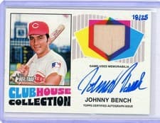 2026 Topps Heritage Clubhouse Collection Autograph Relics Johnny Bench #CCAR-JB card