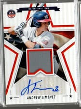 2025 Panini Stars & Stripes 15U National Team Signature Materials Andrew Jimenez #NTS-AJ card