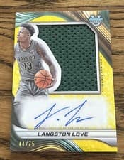 2024-25 Bowman's Best University Prospect Jumbo Relic Autographs Langston Love #PJRA-LL card