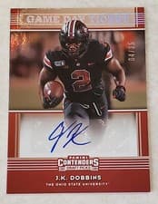 J.K. Dobbins 2020 Panini Contenders Draft Picks Game Day Ticket card