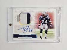 Ty Law 2018 National Treasures Material Signatures card