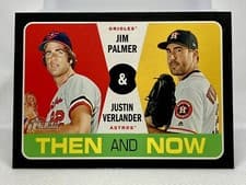 2020 Topps Heritage Then and Now Jim Palmer / Justin Verlander #TN13