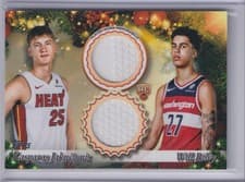 Kasparas Jakučionis / Will Riley 2025-26 Topps Holiday Dual Player Relics card
