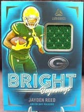 Jayden Reed 2024 Panini Luminance Bright Beginnings Relics card