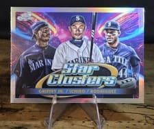 Ken Griffey Jr. / Ichiro / Julio Rodriguez 2025 Topps Cosmic Chrome Triple Star Clusters card